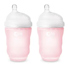 OlaBaby Silicone Gentle Bottle 240ml 2pk Rose