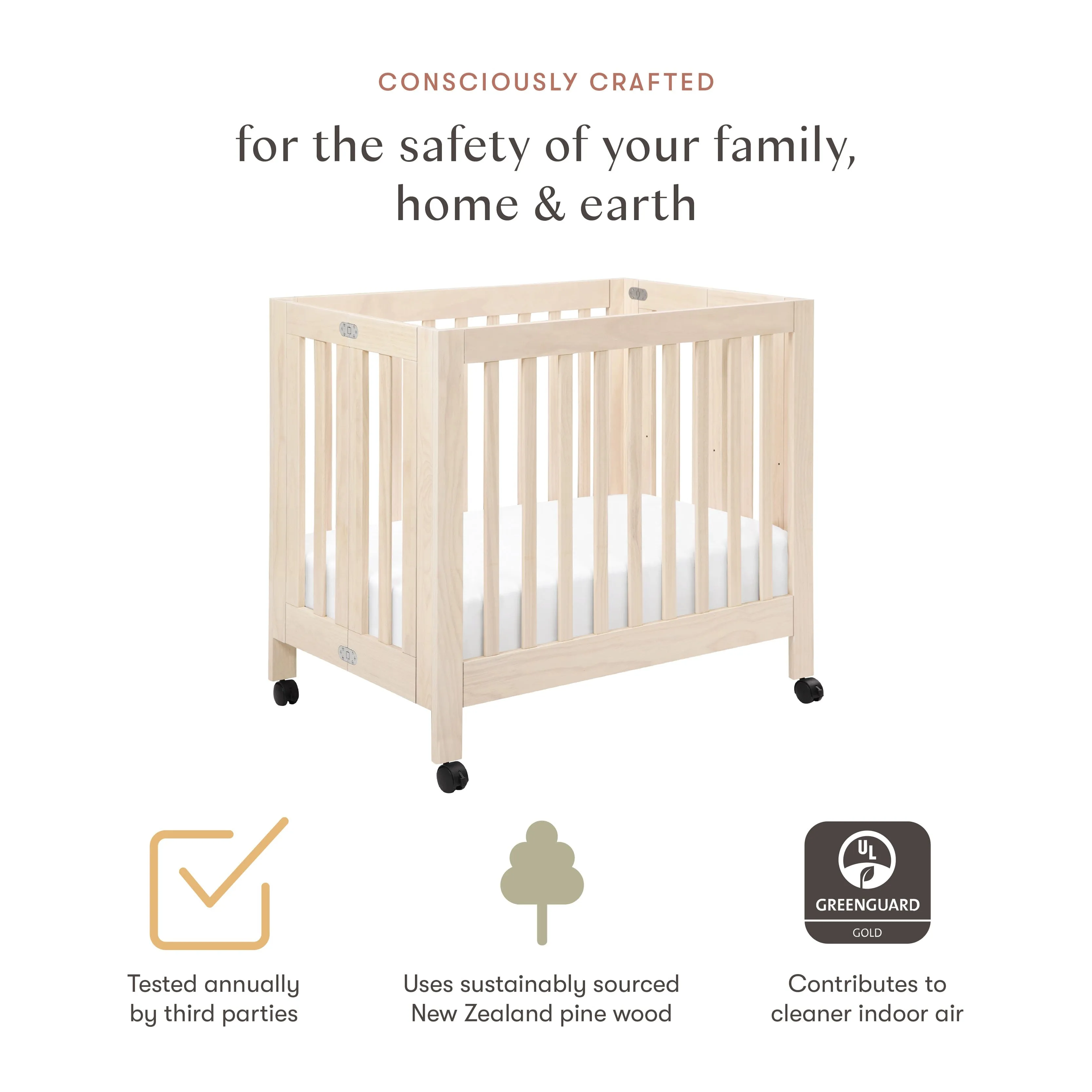 Origami Mini Crib - Washed Natural