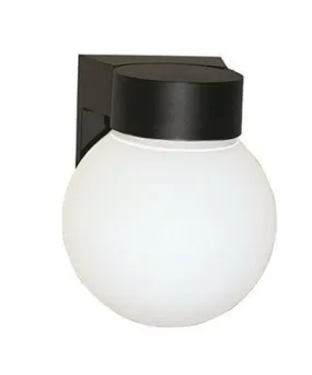 Outdoor Wall Lantern Cast Aluminum Black With White Globe 6 X 6-7/8 Inch  Uses (1) 60-Watt Medium Base Lamp