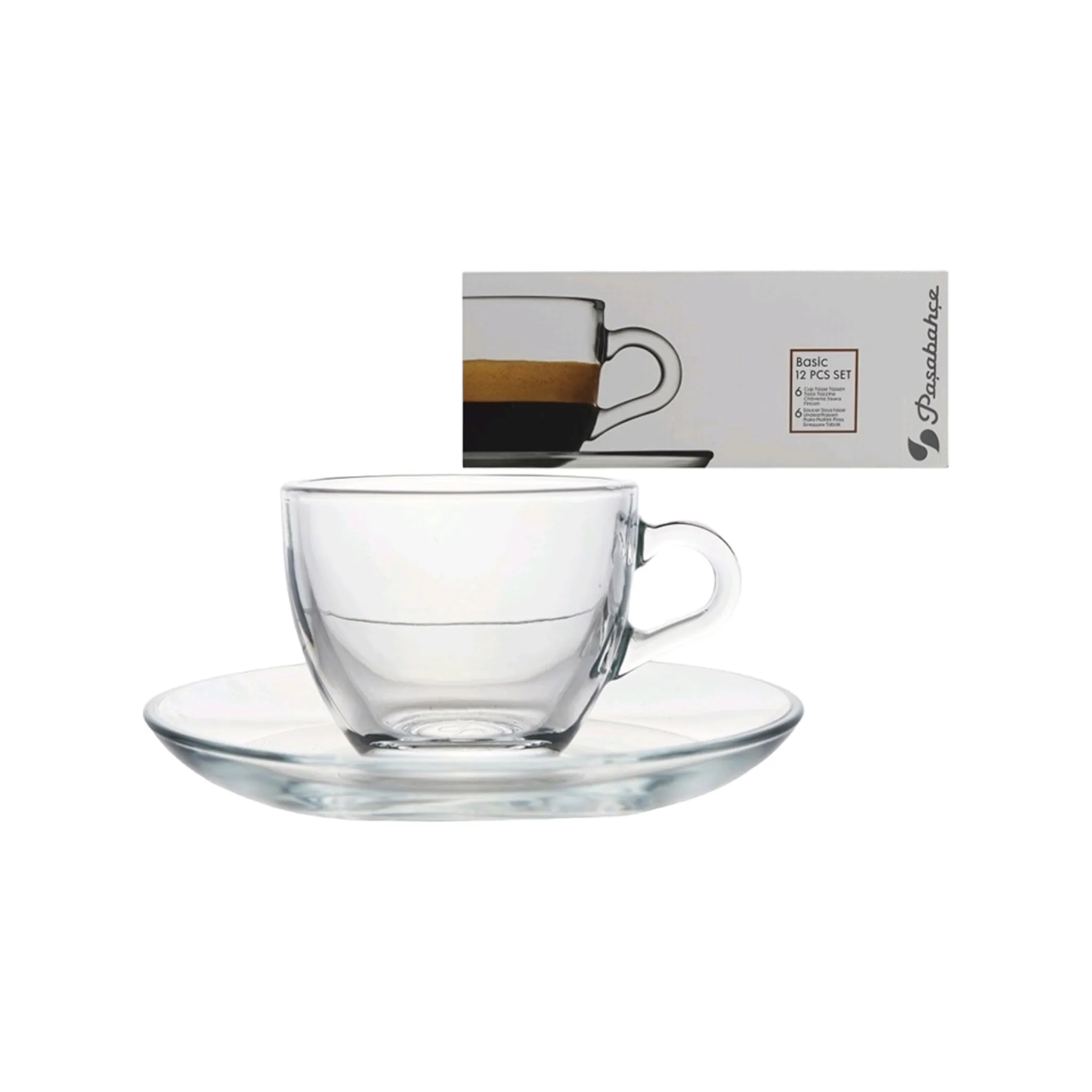 Pasabahce Espresso Cup & Saucer 85ml 6pc Set  23623