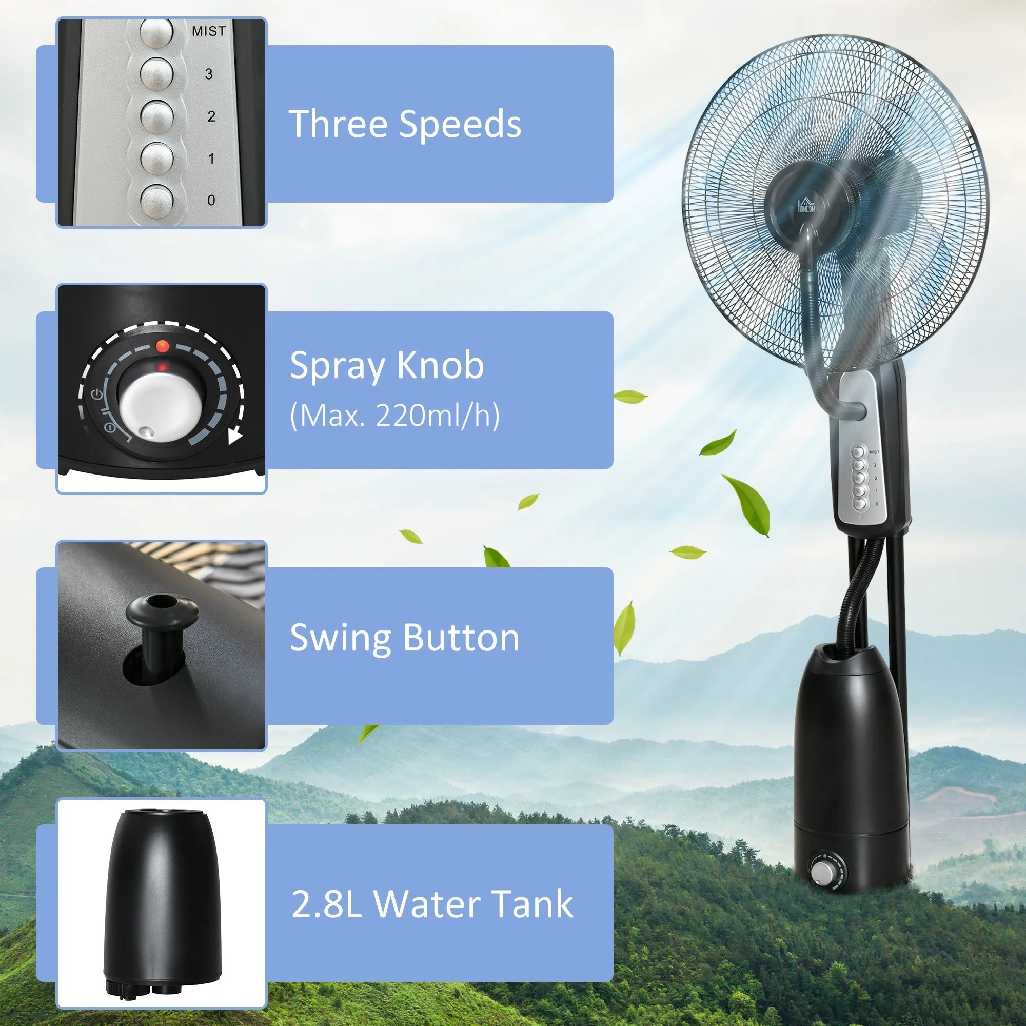 Pedestal Fan with Water Mist Spray