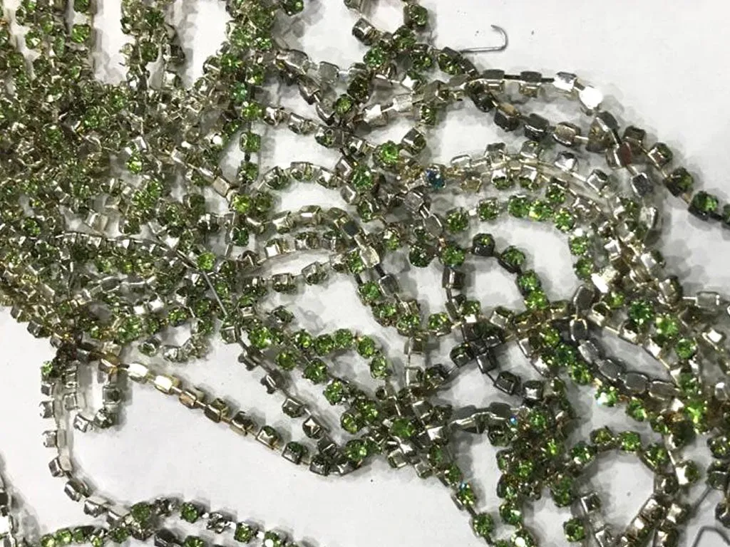 Peridot Green Silver Base Glass Cup Chains