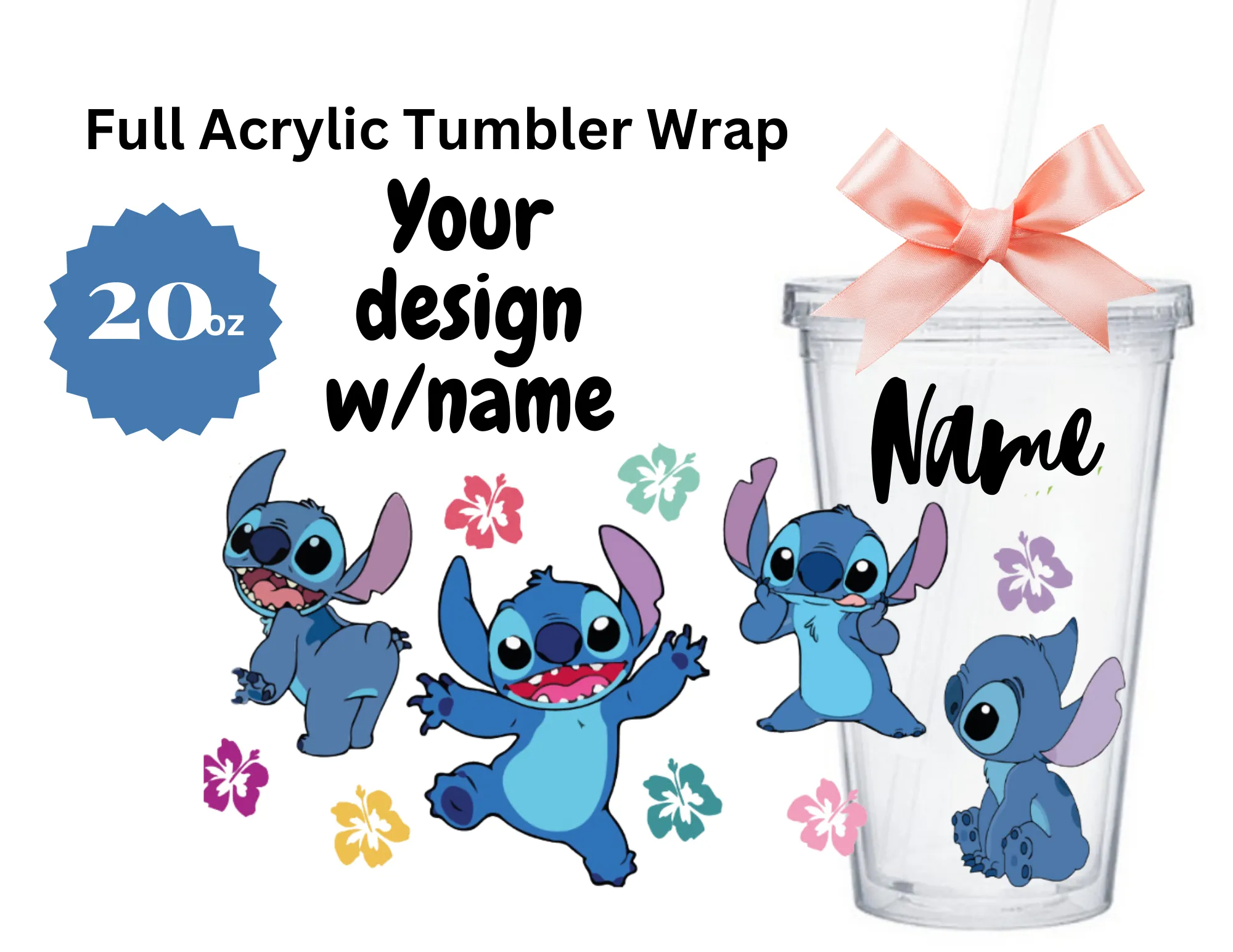 Personalized Name Straw Acrylic Tumbler