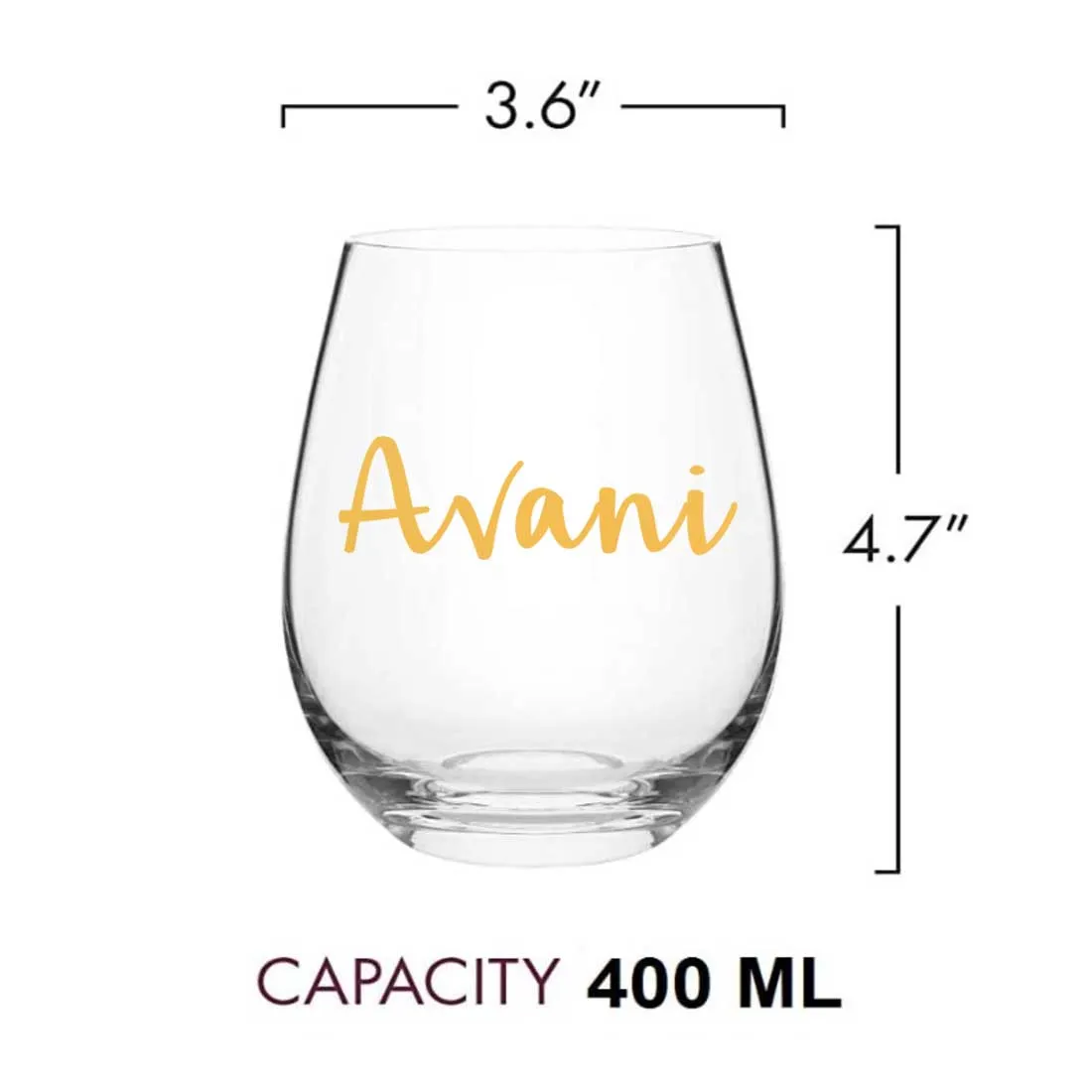 Personalized Stemless Wine Glass for Wines Whiskey Gin Multipurpose Bar Glasses - Add Name