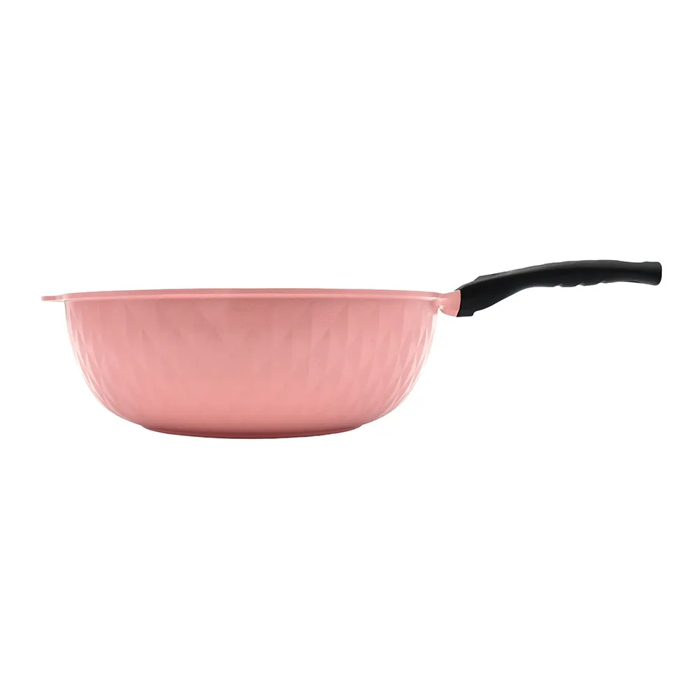 Pink Icing Healthy Nonstick Ceramic 2 Pcs Frying Pan & Wok Set