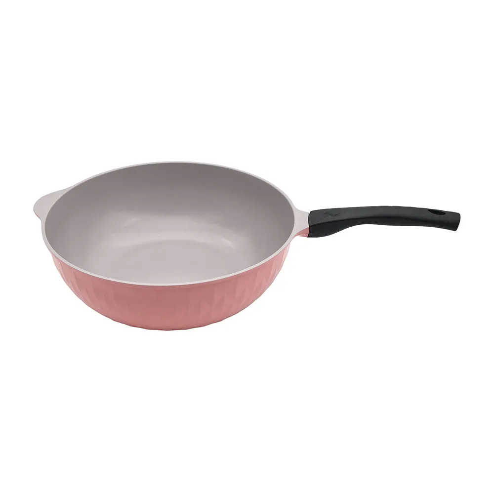 Pink Icing Healthy Nonstick Ceramic 2 Pcs Frying Pan & Wok Set