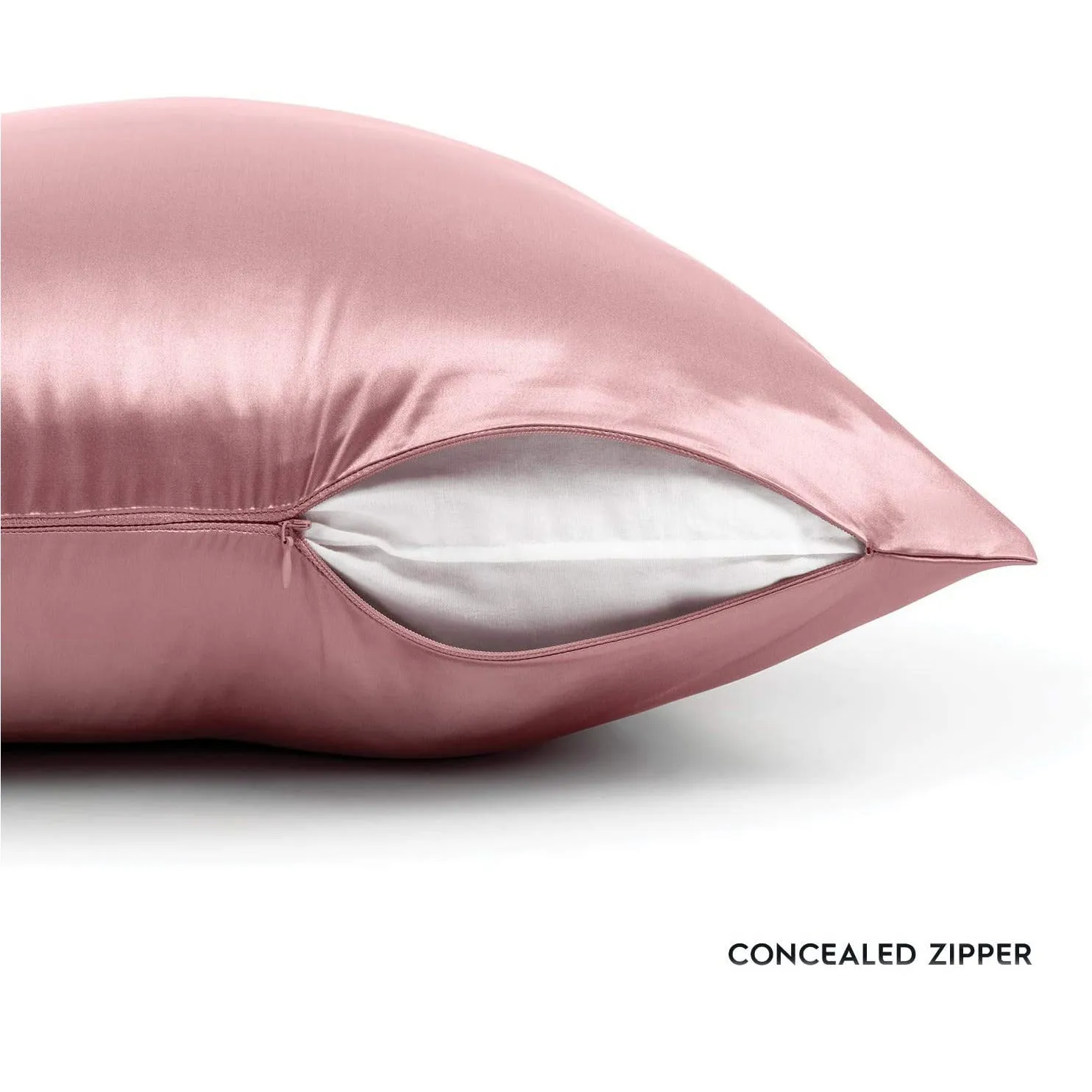 Pink Silk Pillowcase - King - Zip Closure