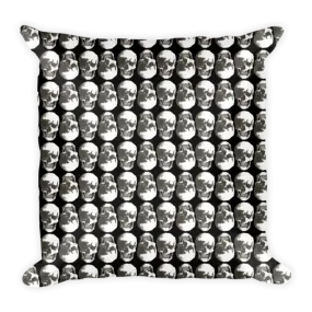 Polka Skulls Black Cushion by Robert Bowen