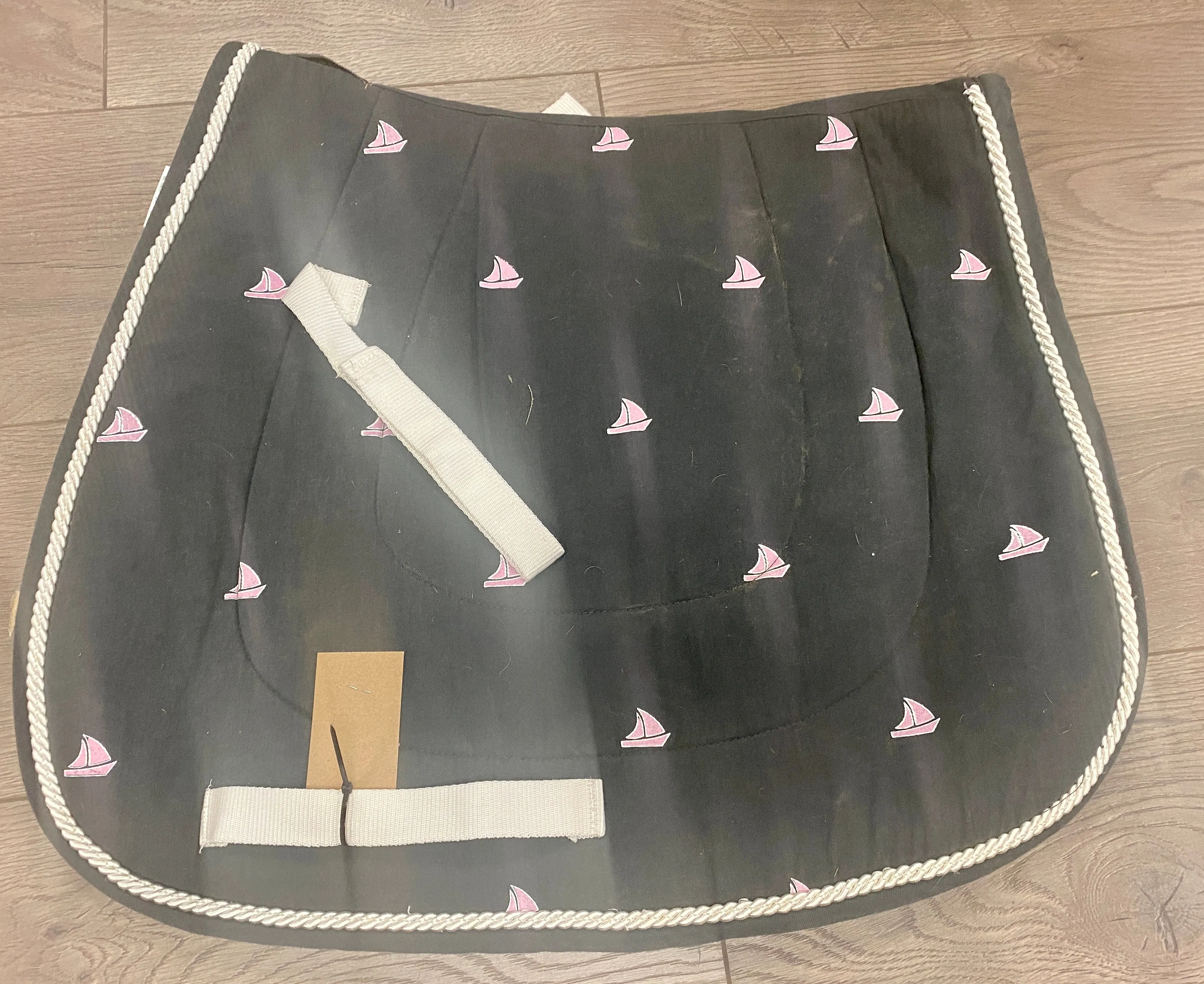 Pony Equine Couture Charcoal Sailboat Square Pad