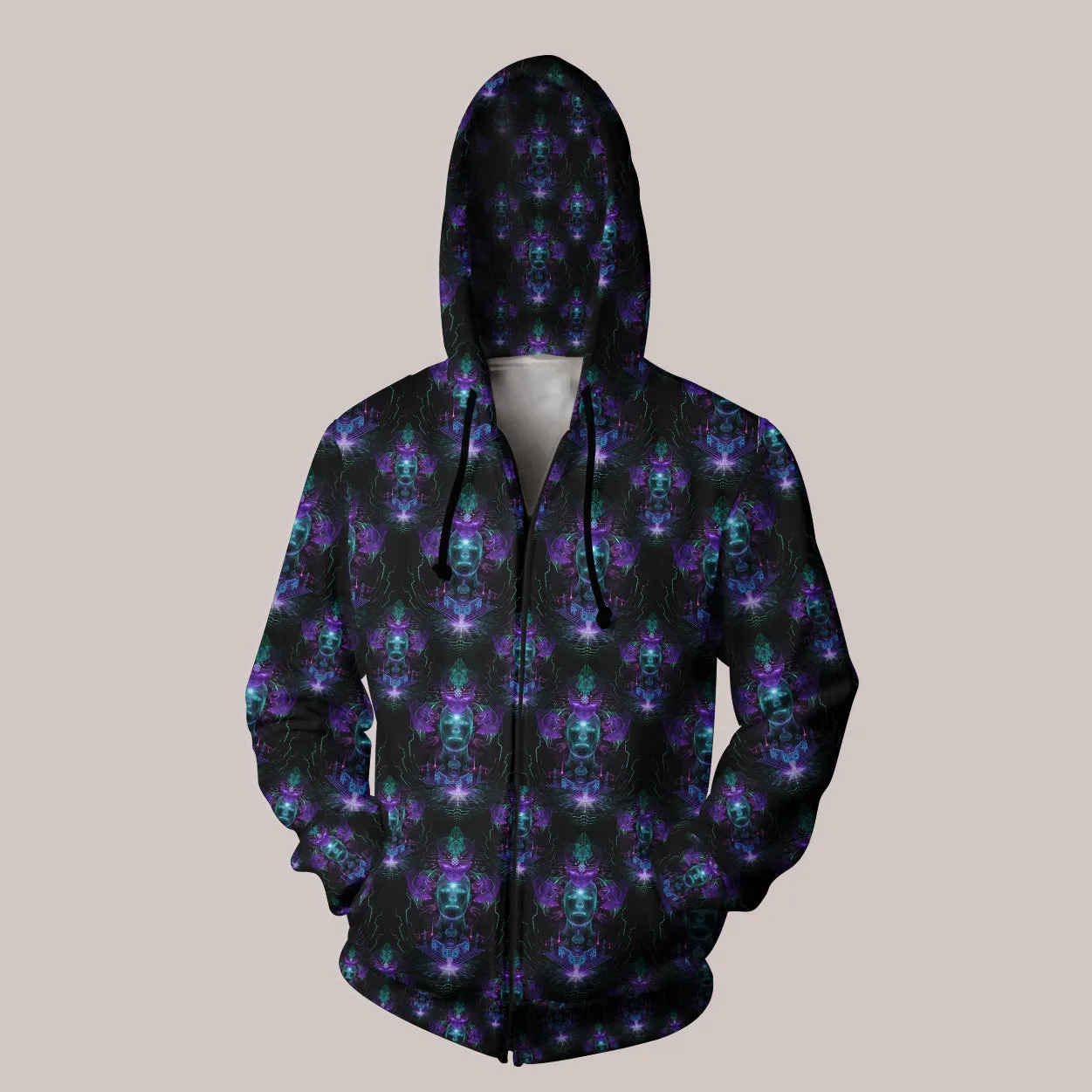 Psychedelic Hoodie (UV/RGB, Eco-Friendly, Unisex, Zip-Up) | CYBERDELIC