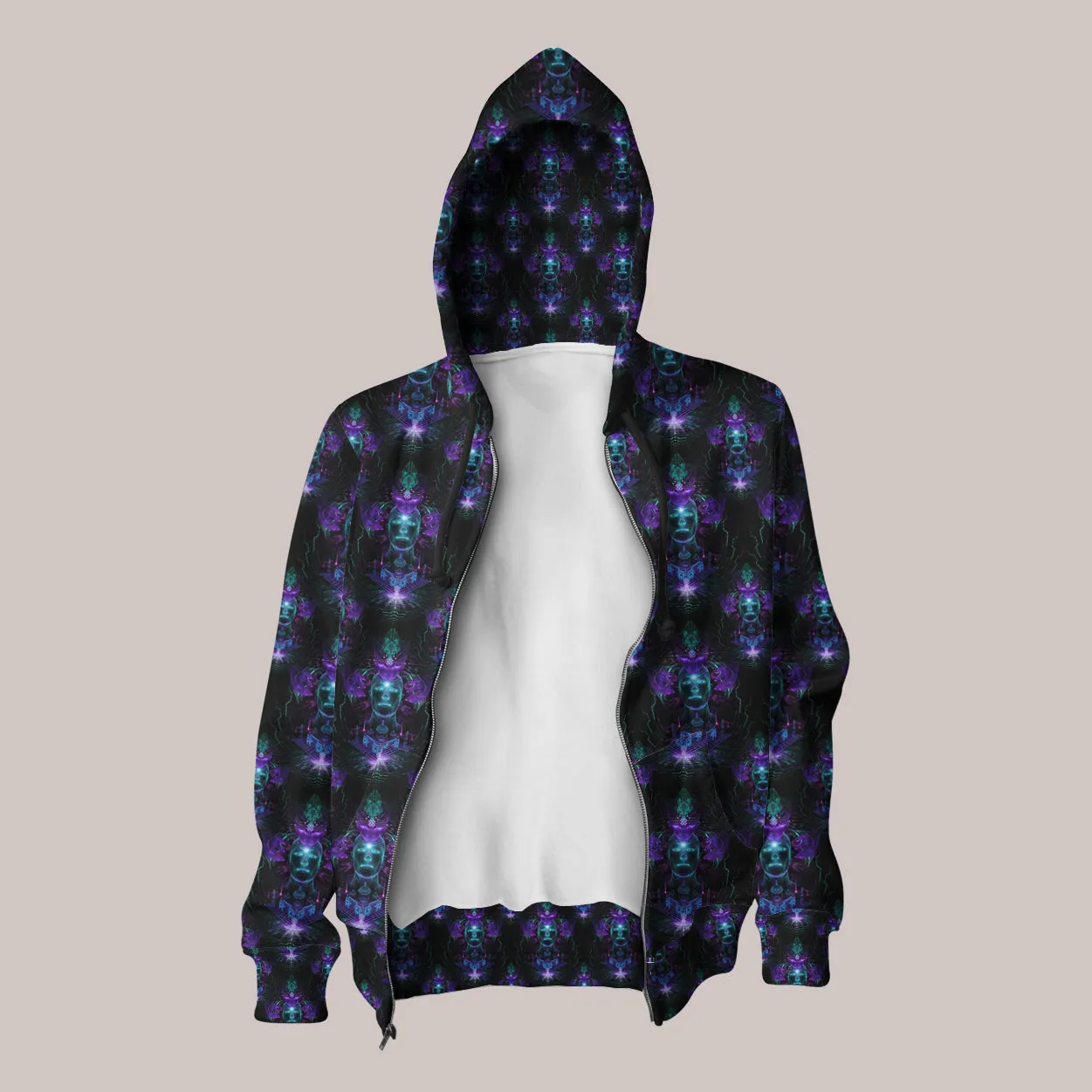 Psychedelic Hoodie (UV/RGB, Eco-Friendly, Unisex, Zip-Up) | CYBERDELIC