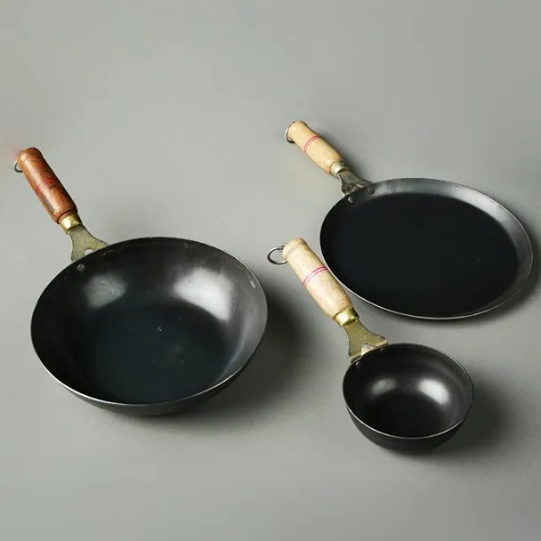 Pure Iron Handmade Family Combo (Tadka Pan  Tawa  Wok)