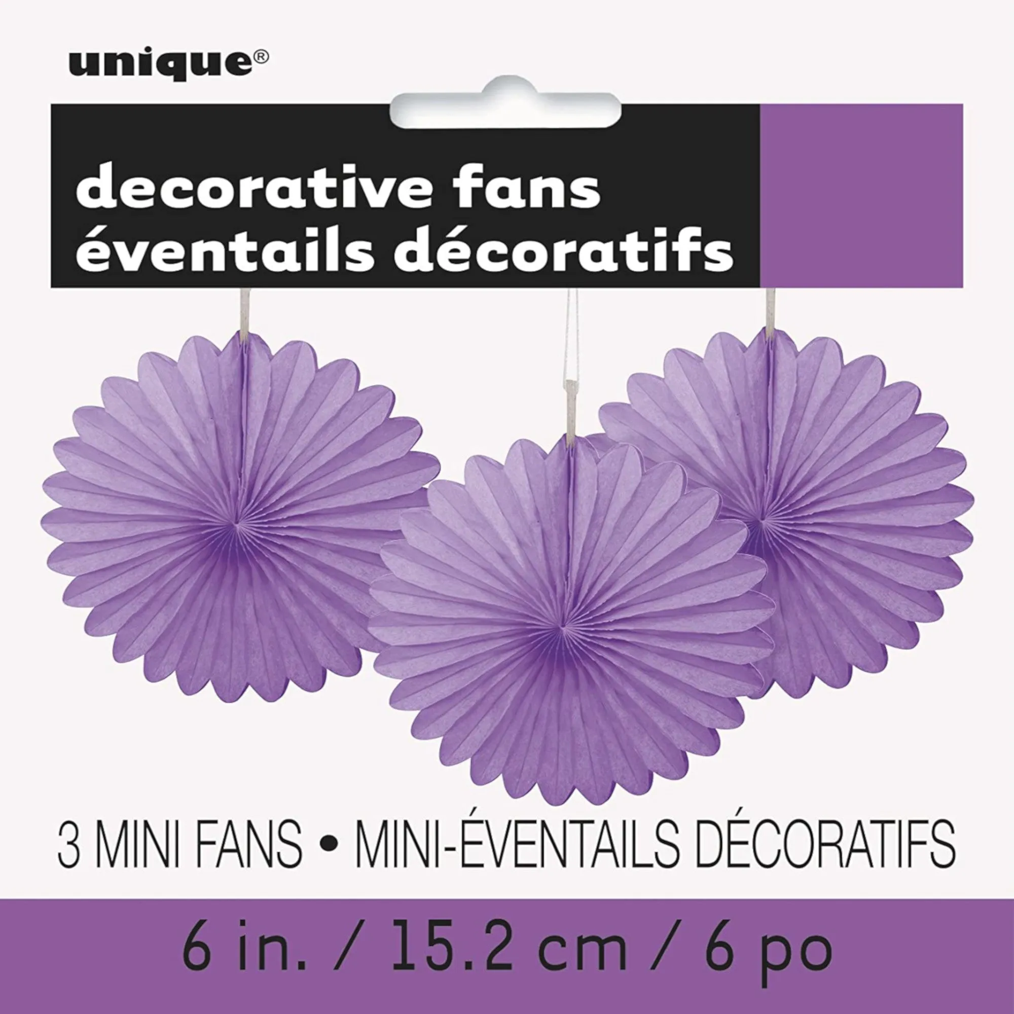 Purple Decorative Fans, 6-in