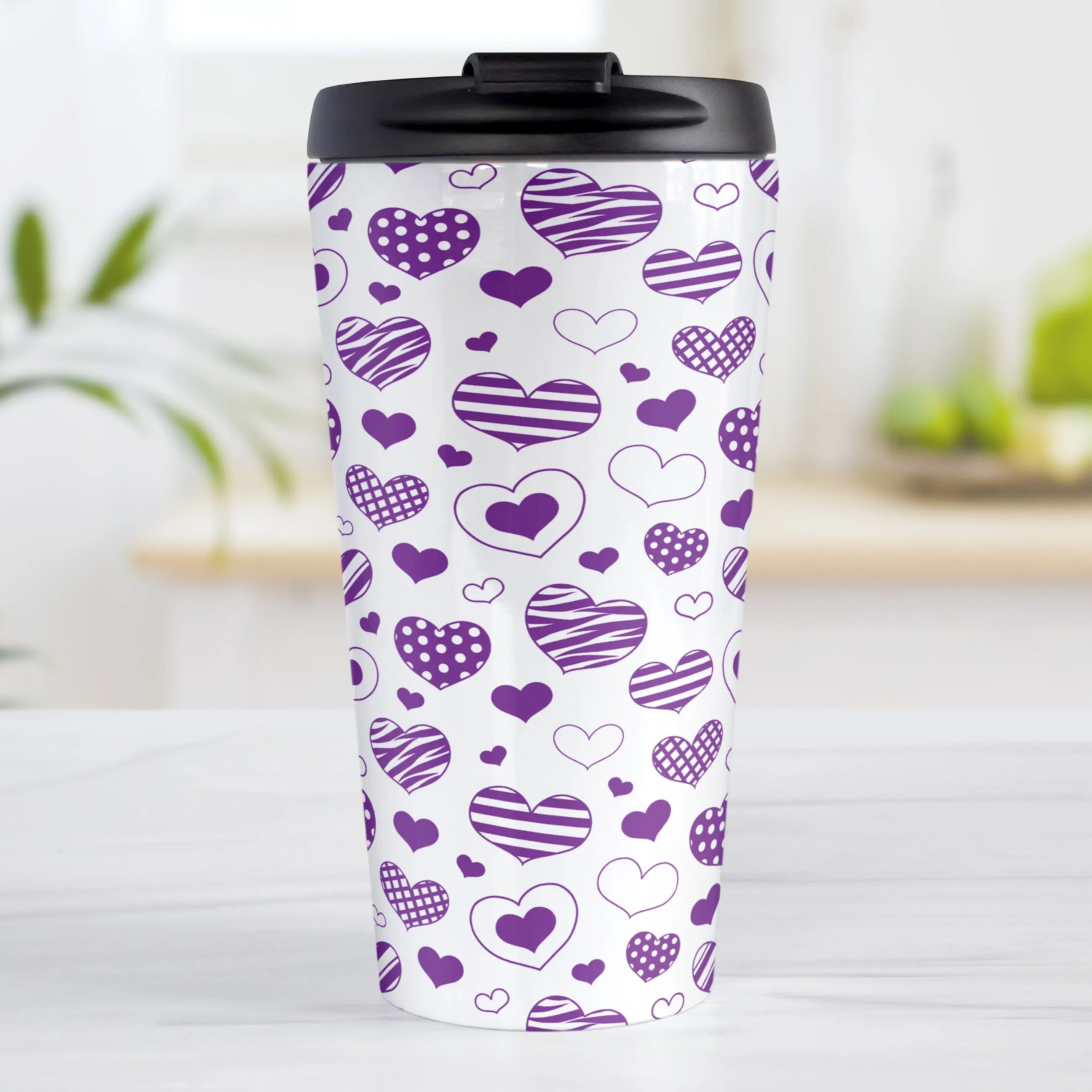 Purple Heart Doodles Travel Mug