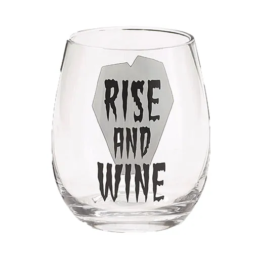 "Rise and Wine" Stemless Wine Glass