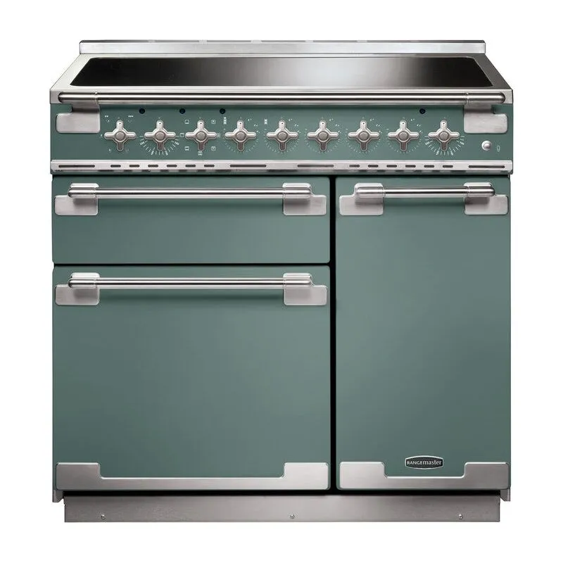 Rangemaster Elise 90cm Induction Range Cooker - Mineral Green & Brushed Nickel | ELS90EIMG