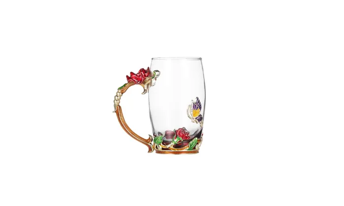 Red Rose Enamel Craft Water Cup 350ML