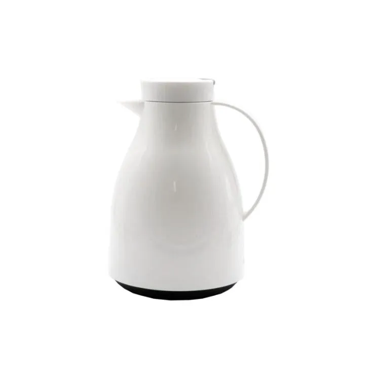 Regent Vacuum Thermal Flask Jug White with Black Button Glass Liner 1L 21386