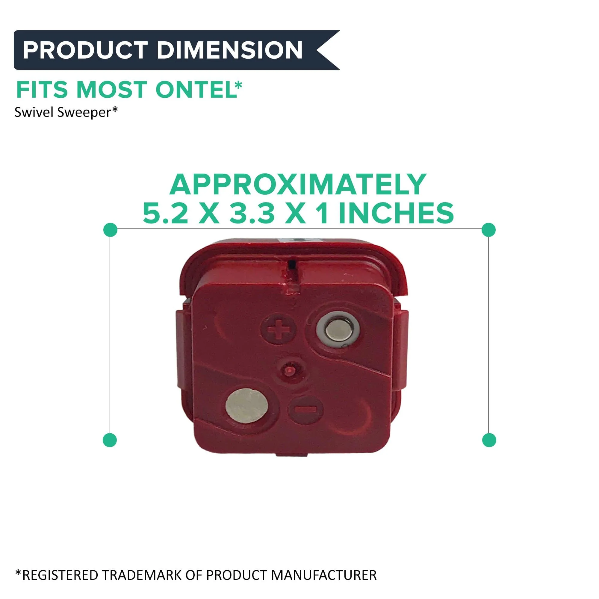 Replacement Red Battery, Fits Ontel Swivel Sweepers, Compatible with Part RU-RBG