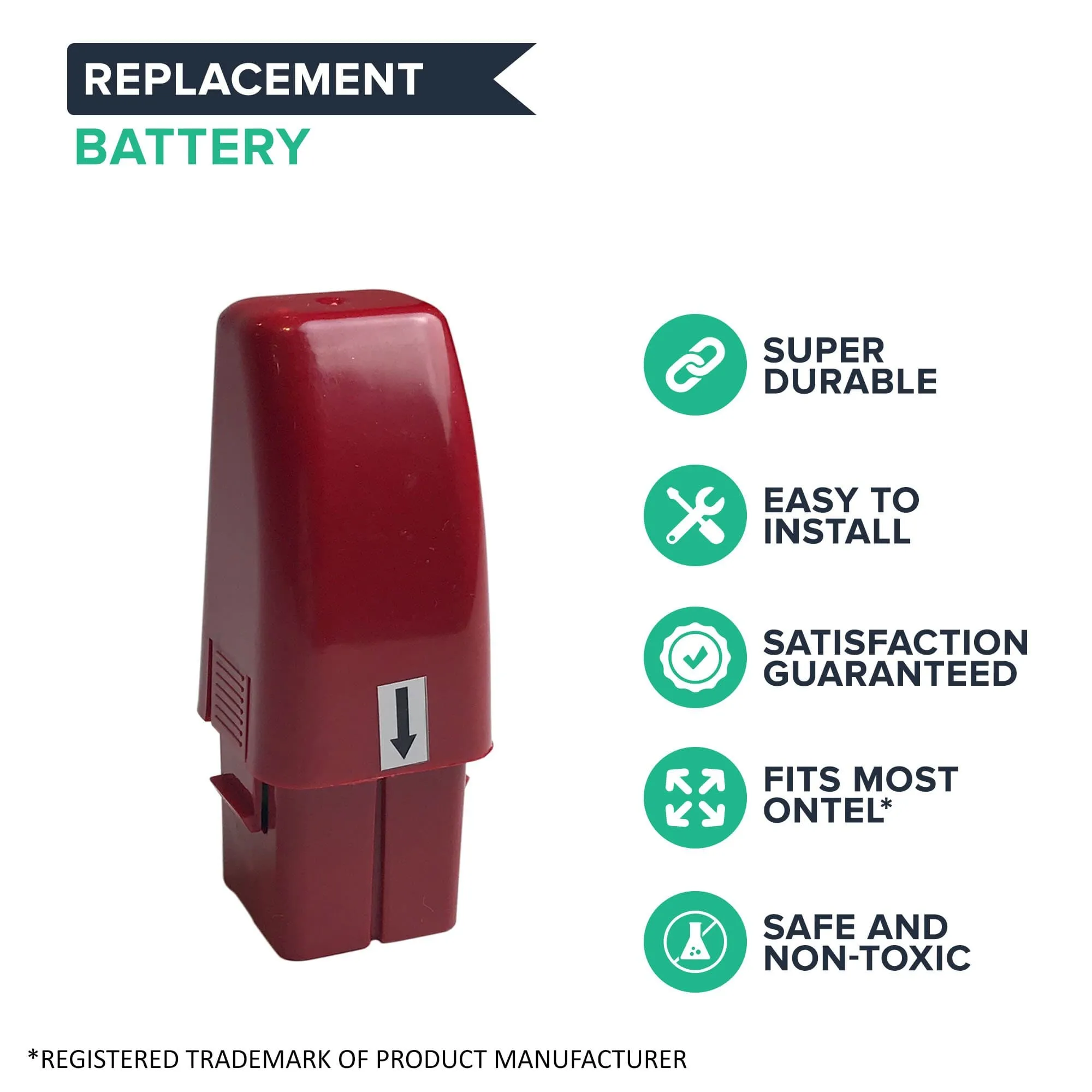 Replacement Red Battery, Fits Ontel Swivel Sweepers, Compatible with Part RU-RBG