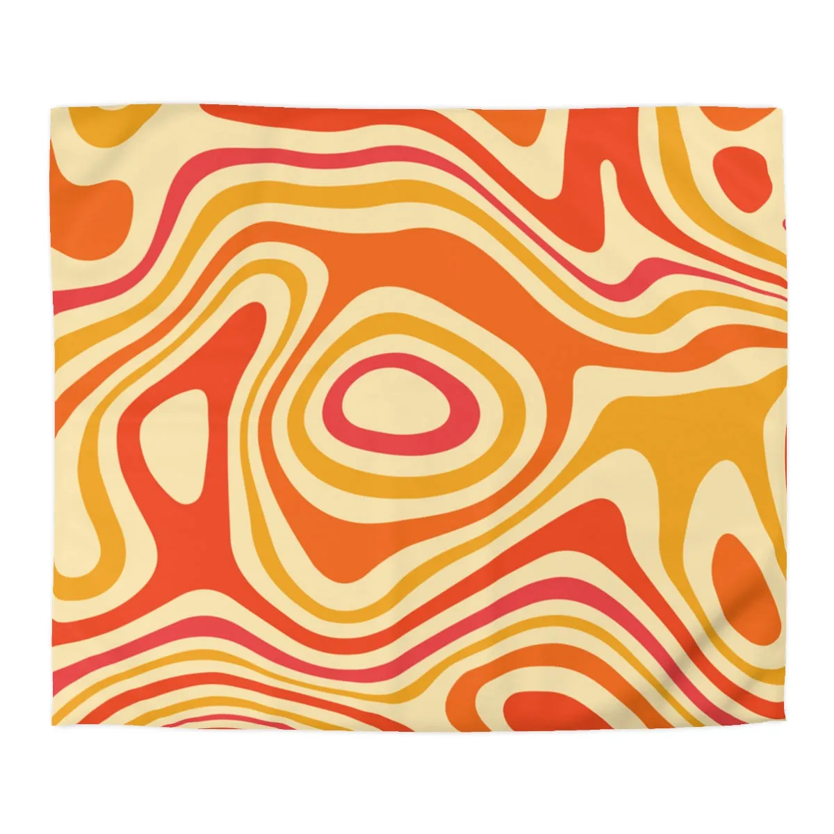 Retro Duvet Cover, 70s Bedding Funky Groovy Orange King Full Queen Twin XL Unique Microfiber Cool Vibrant Bed Home Bedroom Décor