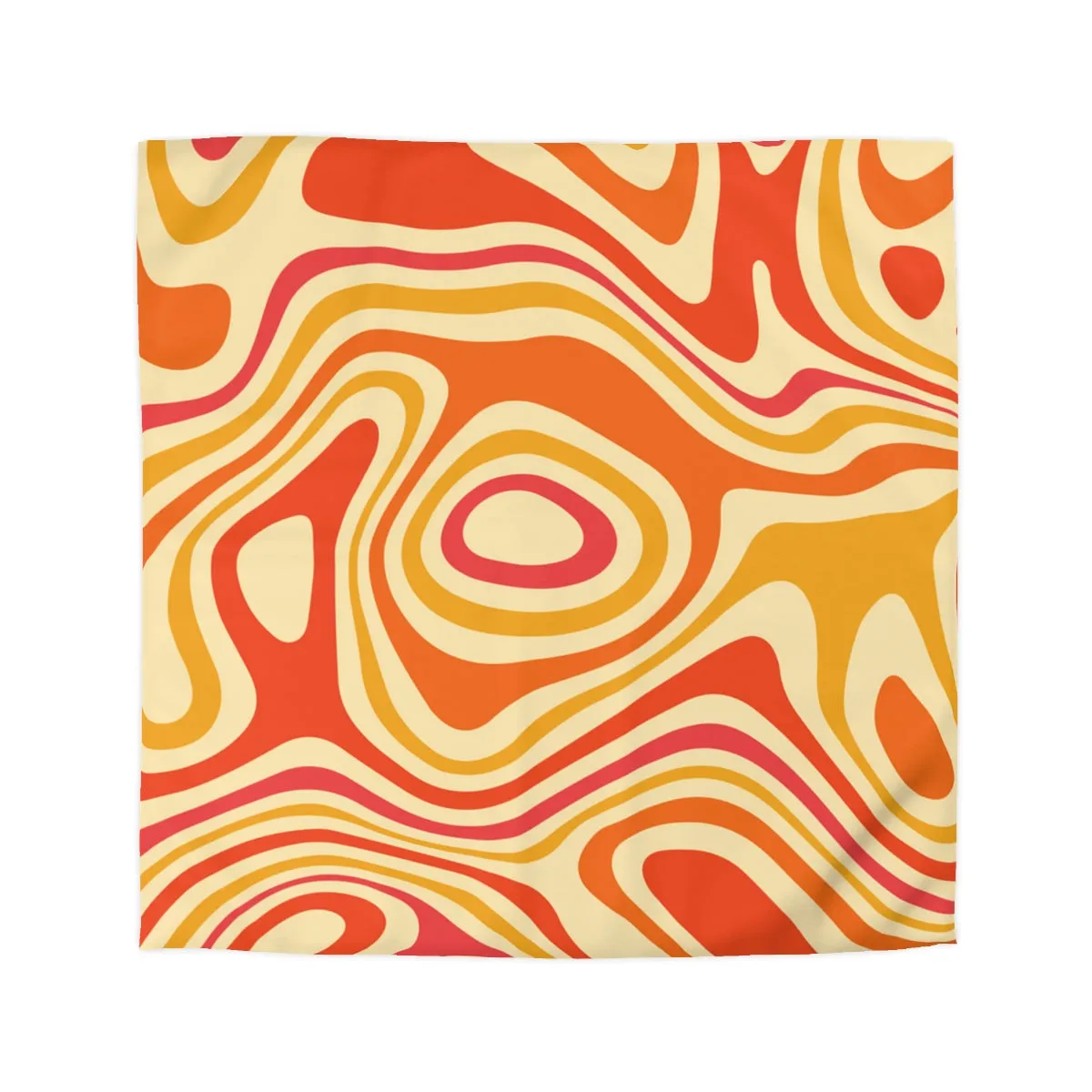 Retro Duvet Cover, 70s Bedding Funky Groovy Orange King Full Queen Twin XL Unique Microfiber Cool Vibrant Bed Home Bedroom Décor