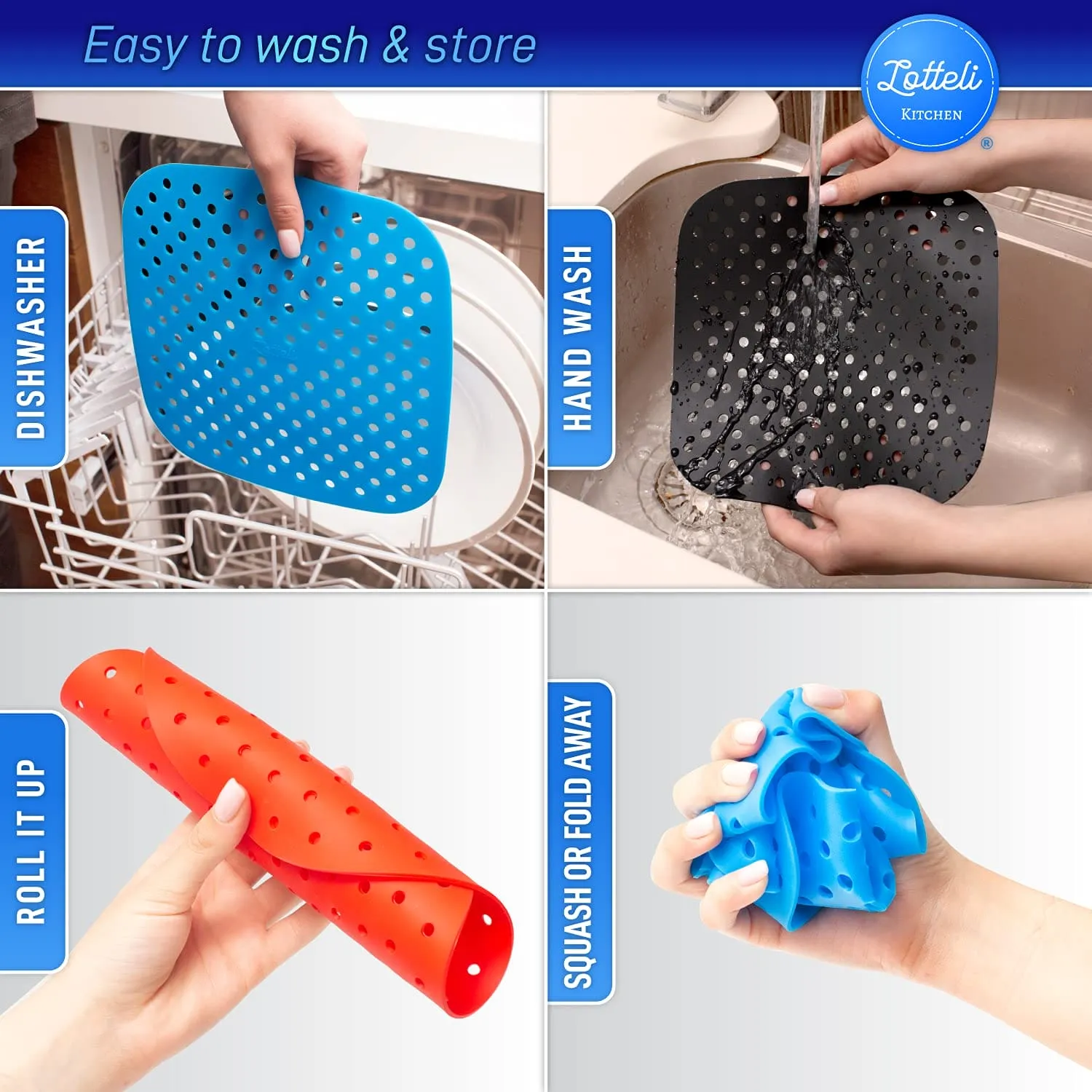 Reusable Silicone Air Fryer Liners with Air Fryer Magnetic Cheat Sheet, Easy Clean Air Fryer Accessories, Non Stick, AirFryer Accessory Parchment Paper Replacement (Square 8.5")