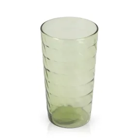 Ribbed Tall Green Drinking Glass