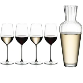 Riedel Veritas Riesling / Zinfandel Glasses and Mosel Decanter (4 Glasses   1 Decanter)