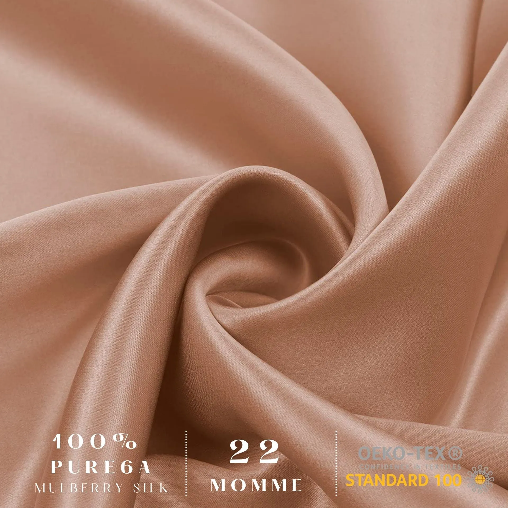 Rose Gold / Caramel Silk Pillowcase - King - Zip Closure