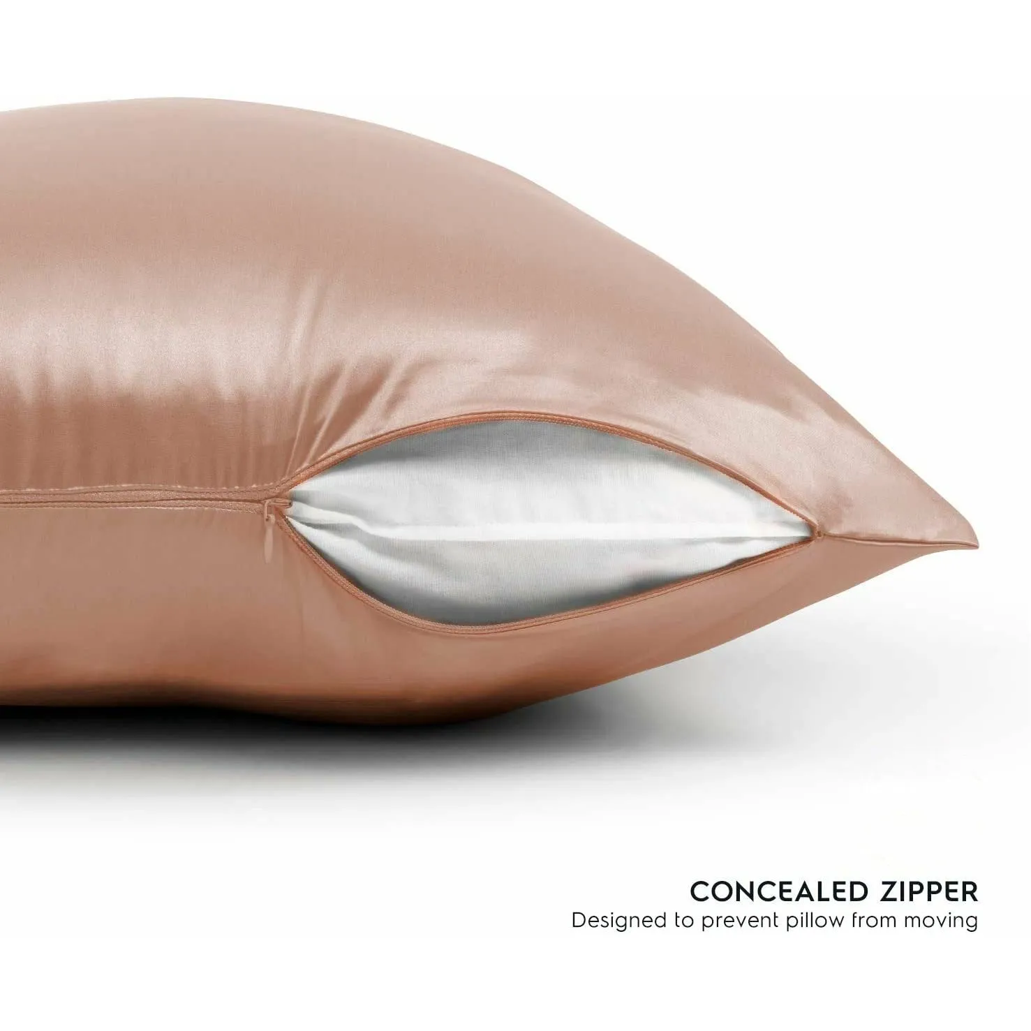 Rose Gold / Caramel Silk Pillowcase - King - Zip Closure