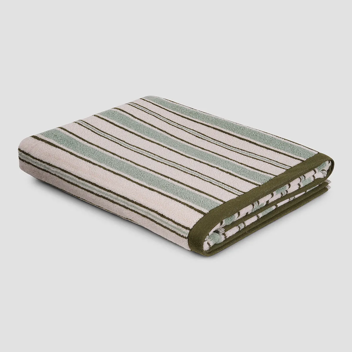 Sage Botanical Green Shoreham Stripe Cotton Towels