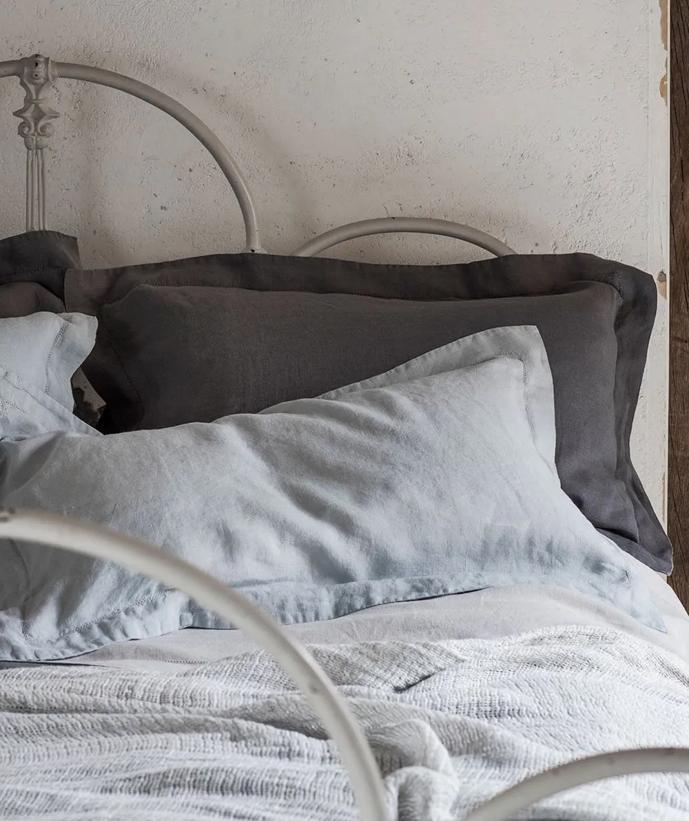 SAMPLE SALE<br>Charcoal Linen Pillowcase Hemstitched