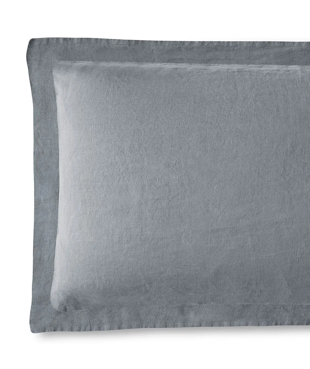 SAMPLE SALE<br>Charcoal Linen Pillowcase Hemstitched