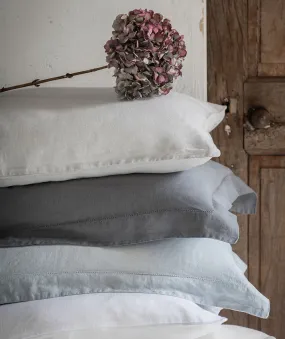 SAMPLE SALE<br>Charcoal Linen Pillowcase Hemstitched