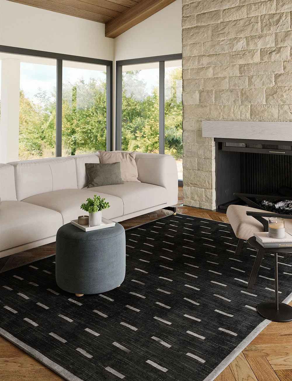 Sando Black Grey Rug