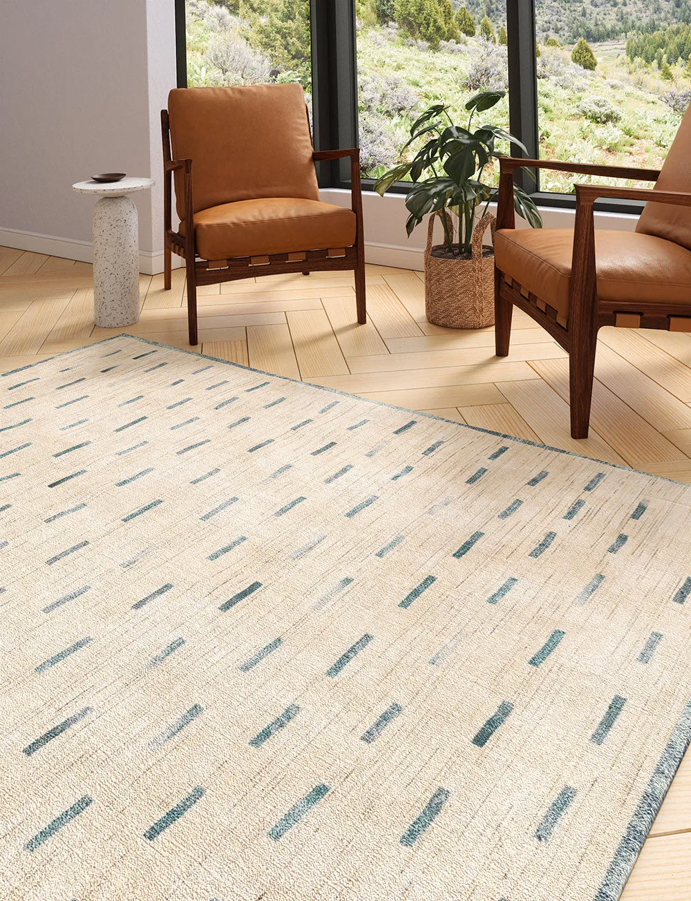 Sando Natural Teal Rug