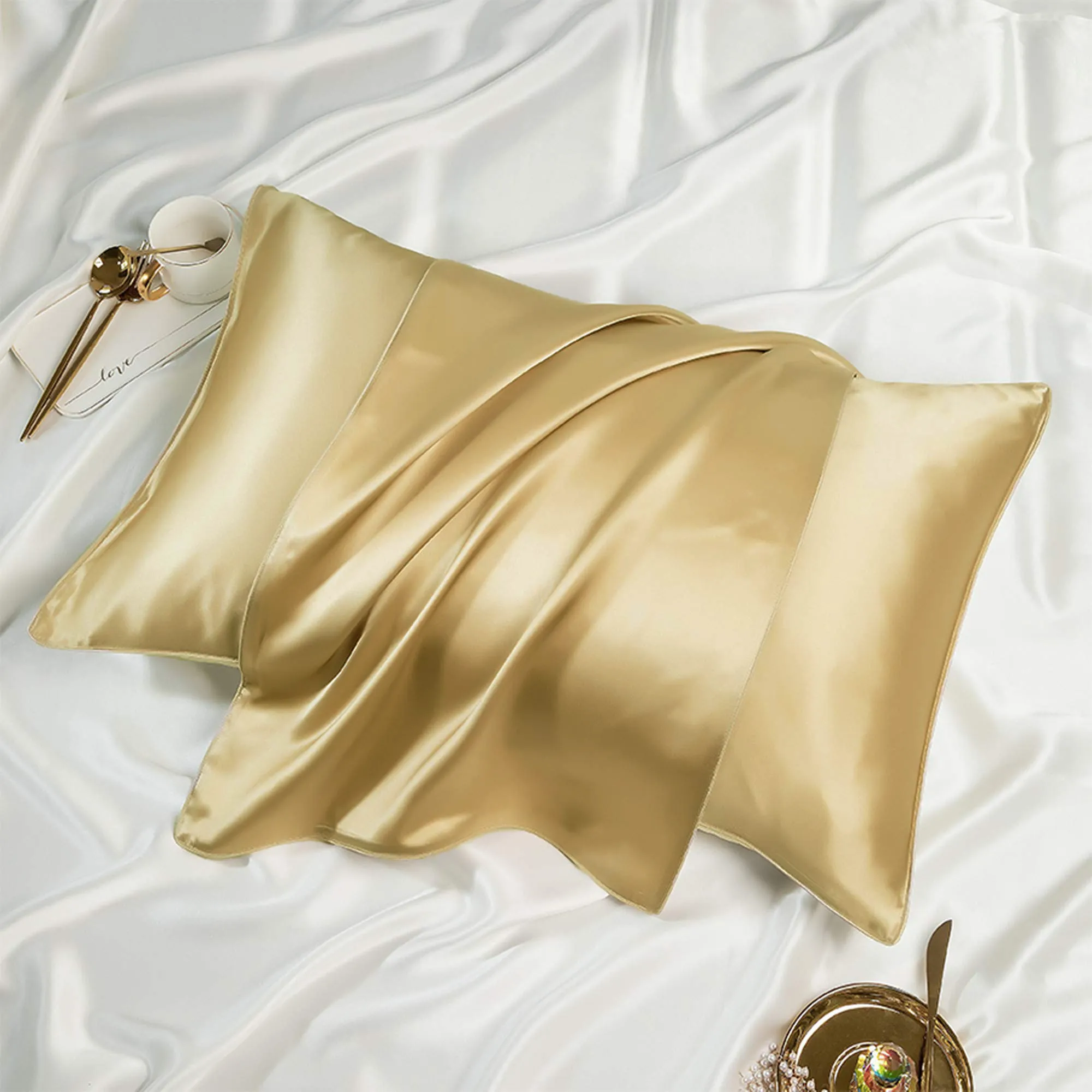 Satin Silk Standard Creamy Yellow Pillowcase