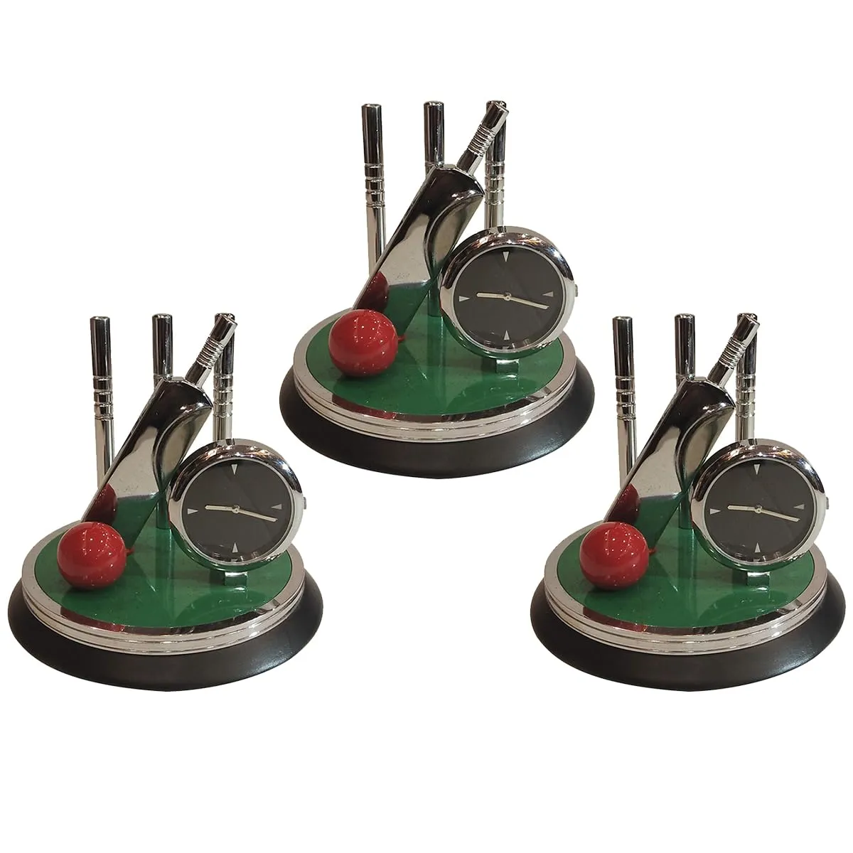 Saugat Traders New Year Gift - Cricket Showpiece Clock for Office & Home Birthday Gift for Men & Boys (H 8.5 x L 9 x W 9 cm) (Pack of 5)