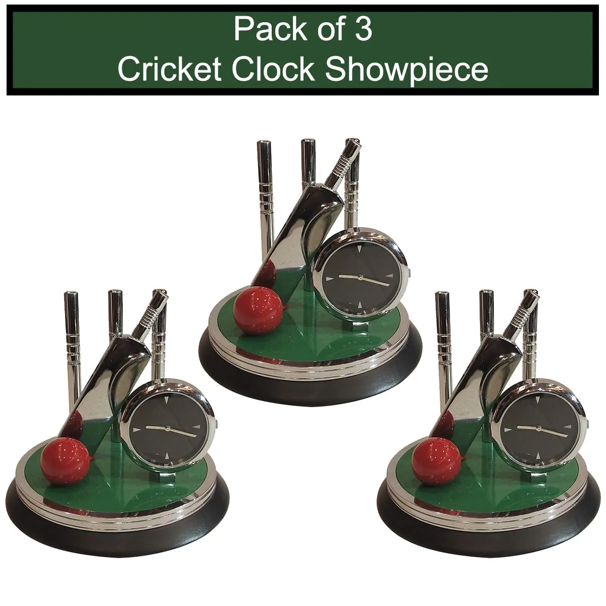 Saugat Traders New Year Gift - Cricket Showpiece Clock for Office & Home Birthday Gift for Men & Boys (H 8.5 x L 9 x W 9 cm) (Pack of 5)