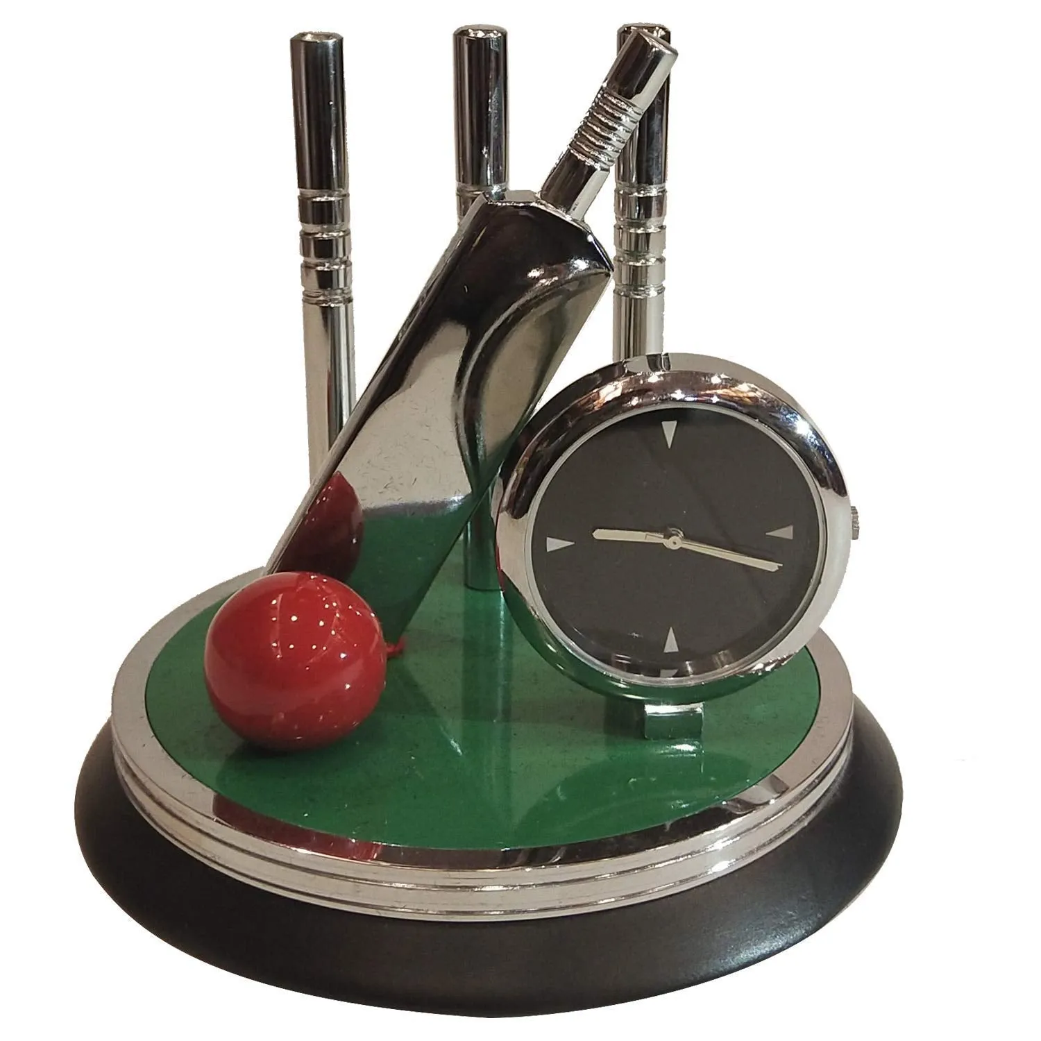 Saugat Traders New Year Gift - Cricket Showpiece Clock for Office & Home Birthday Gift for Men & Boys (H 8.5 x L 9 x W 9 cm) (Pack of 5)