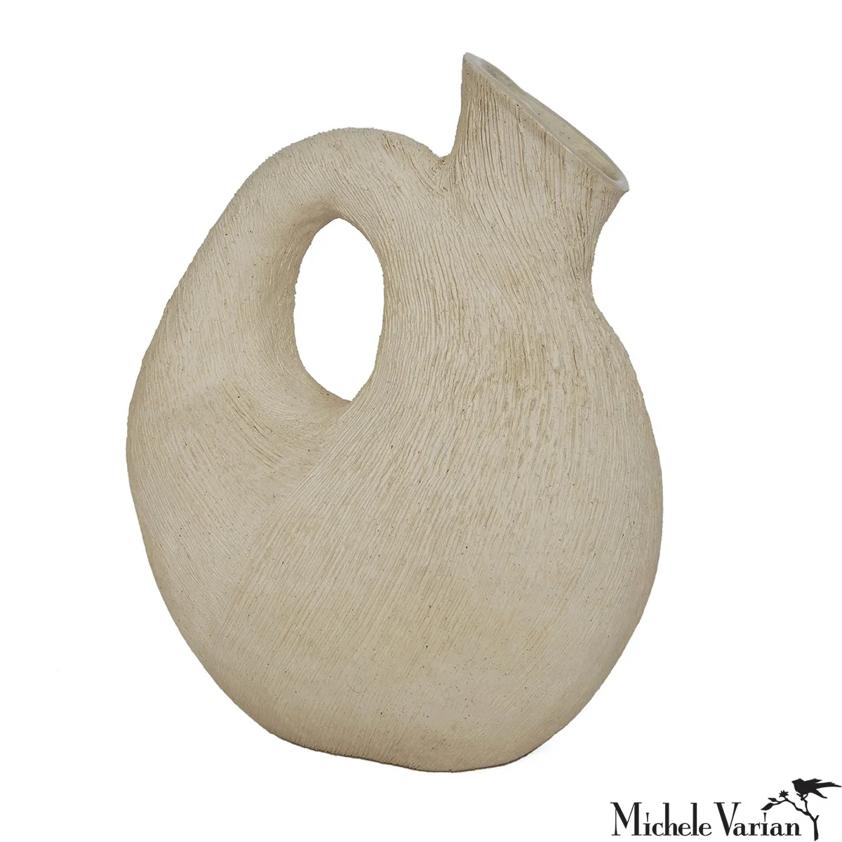 Scratched Stoneware Carafe Creme