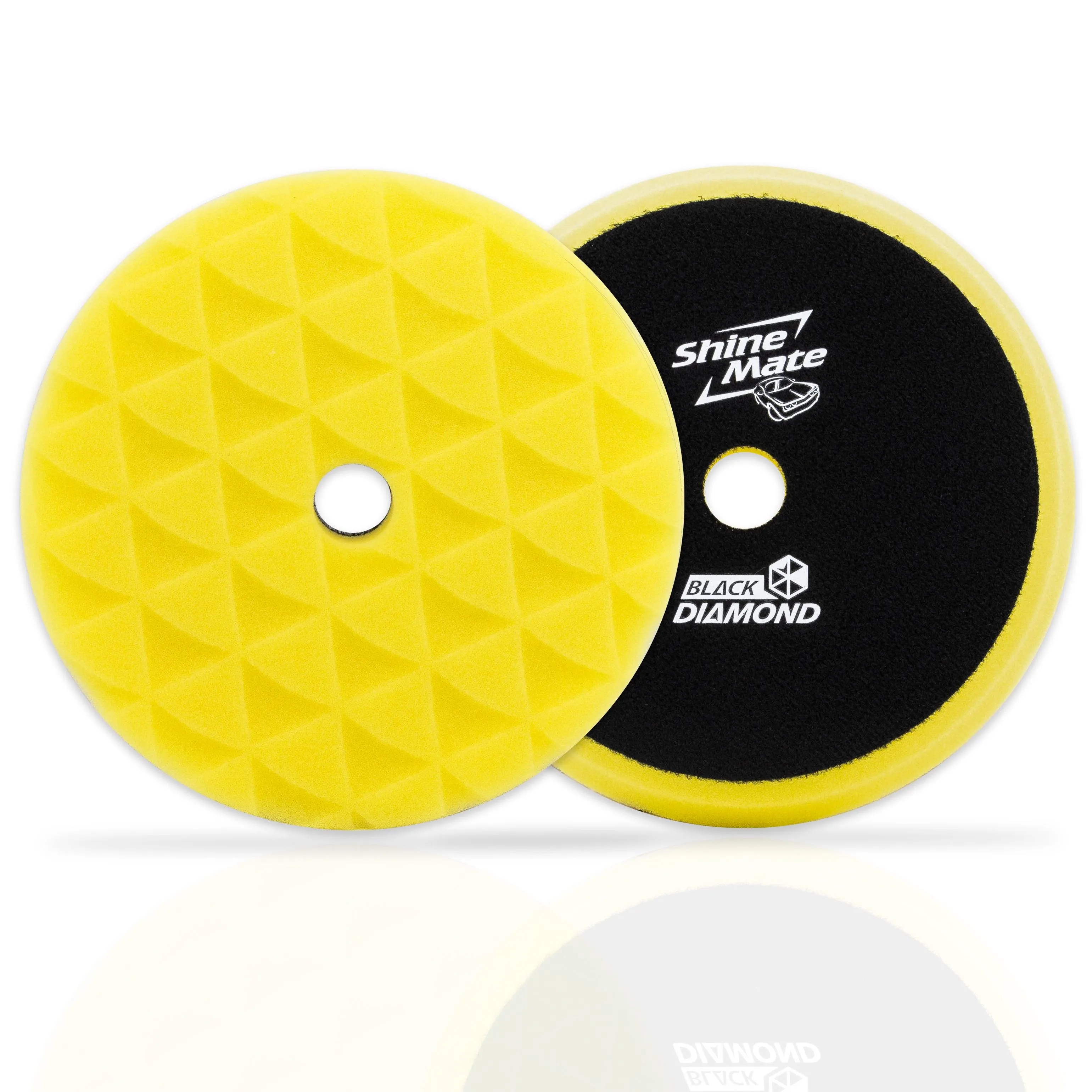 Shinemate - 7" Black Diamond Yellow High Cut Foam Pad to fit 6" Backing Plates (5 Pack)