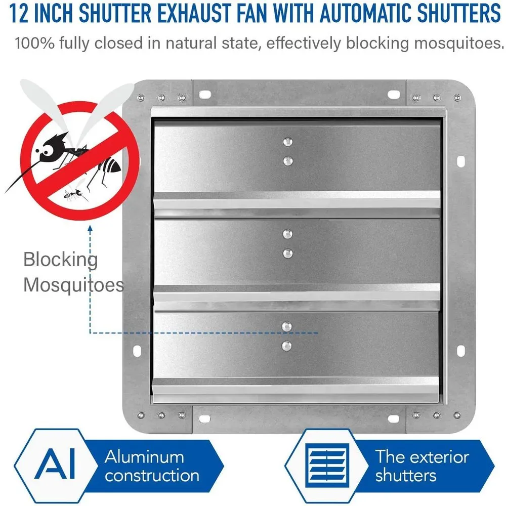 Shutter Exhaust Fan Aluminum 12 Inch