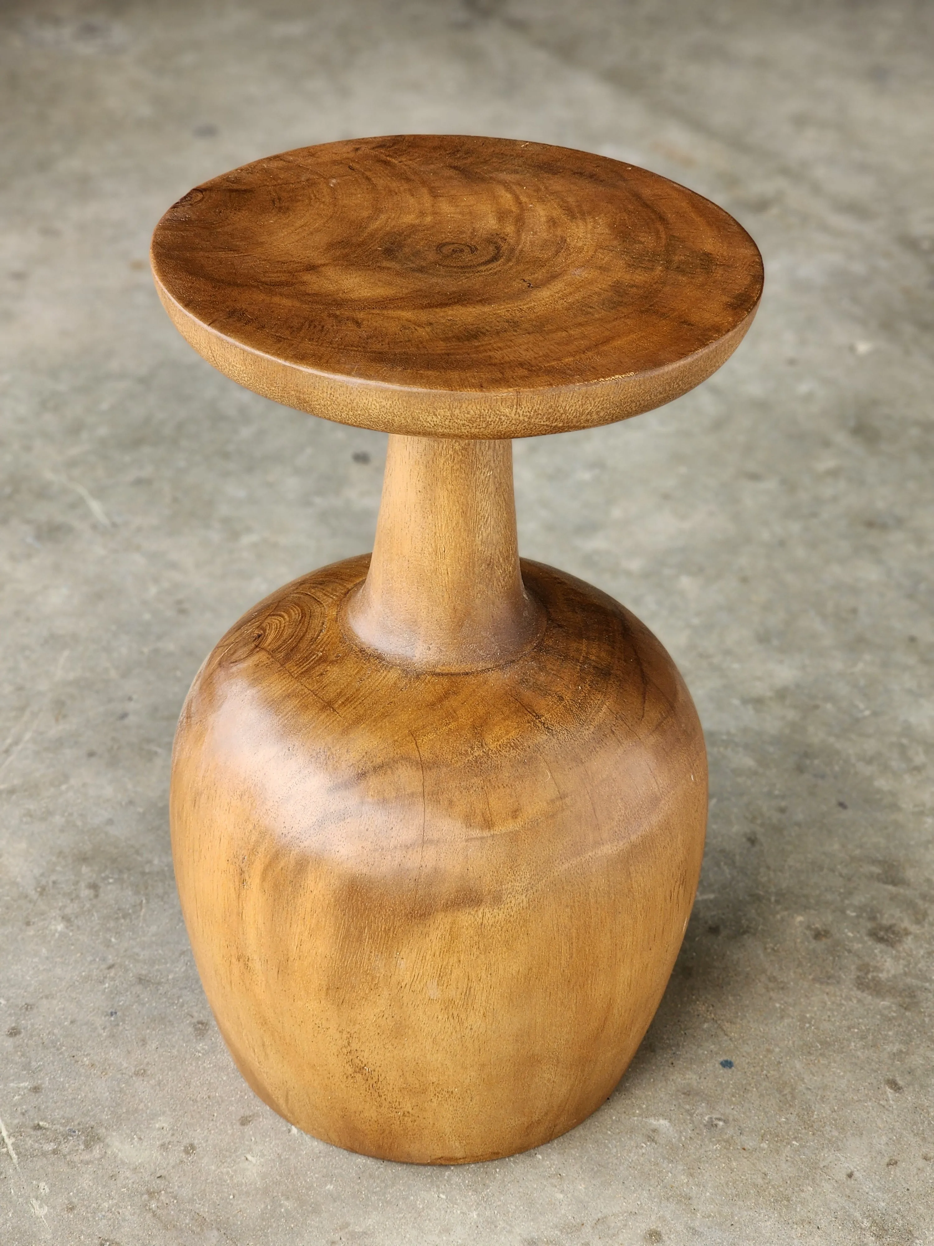 Side table Wine Glass shaped Acacia wood Corner drinks Table, fruit bowl, plant stand -48 cm height