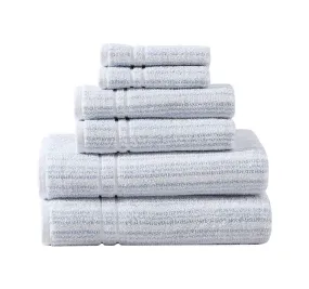 Sienna 6 Piece Cotton Towel Set Blue Cashmere and Snow