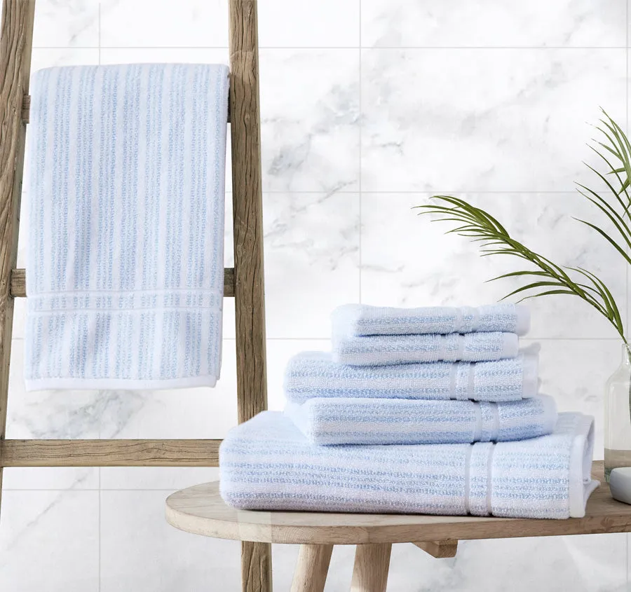 Sienna 6 Piece Cotton Towel Set Blue Cashmere and Snow