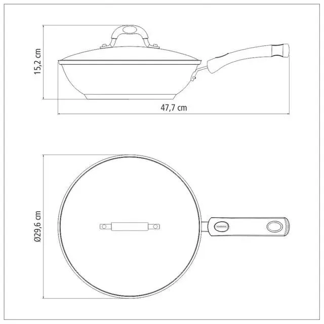 Silicone Handle 28cm Wok Pot