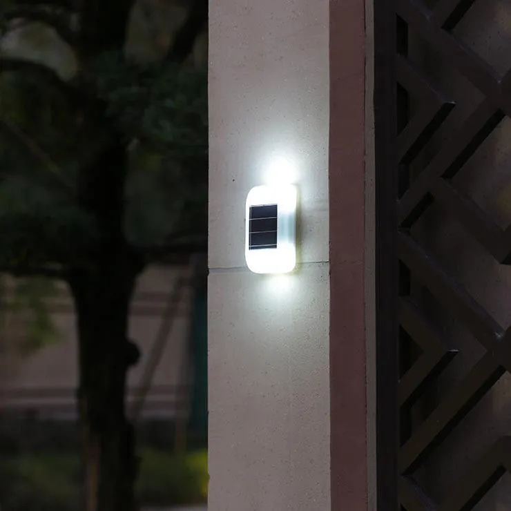 Solar Outdoor Waterproof White Square LED Patio Wall Sconce Lamp