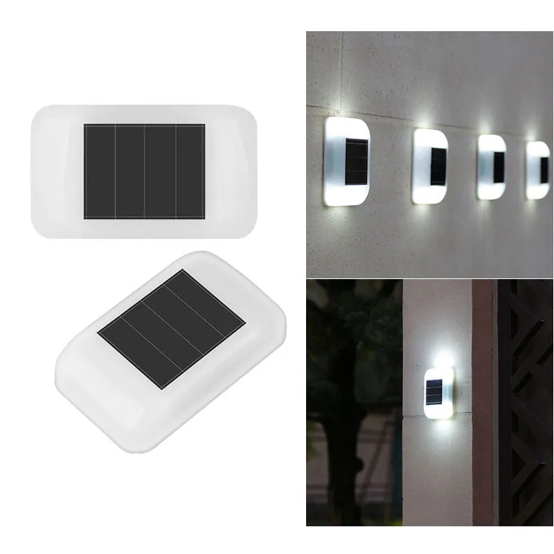 Solar Outdoor Waterproof White Square LED Patio Wall Sconce Lamp